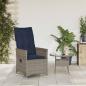Preview: Gartensessel Verstellbar mit Kissen Grau Poly Rattan
