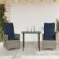 Preview: ARDEBO.de - Gartenstühle Verstellbar 2 Stk. mit Kissen Grau Poly Rattan