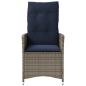 Preview: Gartenstühle Verstellbar 2 Stk. mit Kissen Grau Poly Rattan