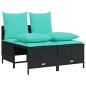 Preview: 4-teiliges Gartensofa-Set mit Kissen, schwarzes Polyrattan