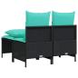 Preview: 4-teiliges Gartensofa-Set mit Kissen, schwarzes Polyrattan
