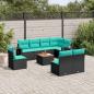 Preview: ARDEBO.de - 9-teiliges Gartensofa-Set mit Kissen, schwarzes Polyrattan