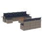 Preview: 11-teiliges Gartensofa-Set mit Kissen, grau, Polyrattan