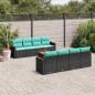 Preview: ARDEBO.de - 9-teiliges Gartensofa-Set mit Kissen, schwarzes Polyrattan