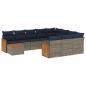 Preview: 11-teiliges Gartensofa-Set mit Kissen, grau, Polyrattan