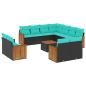 Preview: 12-teiliges Gartensofa-Set mit Kissen, schwarzes Polyrattan