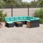 Preview: ARDEBO.de - 11-teiliges Gartensofa-Set mit Kissen, schwarzes Polyrattan