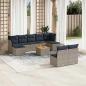 Preview: ARDEBO.de - 10-teiliges Gartensofa-Set mit Kissen, grau, Polyrattan