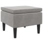 Preview: Hocker mit Holzbeinen Hellgrau Samt