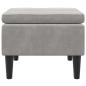 Preview: Hocker mit Holzbeinen Hellgrau Samt