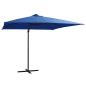 Preview: ARDEBO.de - Ampelschirm mit LED-Beleuchtung Stahl-Mast 250x250 cm Azurblau