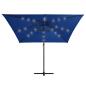 Preview: Ampelschirm mit LED-Beleuchtung Stahl-Mast 250x250 cm Azurblau