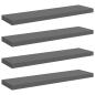 Preview: Schweberegale 4 Stk. Hochglanz-Grau 90x23,5x3,8 cm MDF