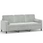Preview: 3-Sitzer-Sofa mit Zierkissen Hellgrau 180 cm Samt