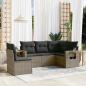 Preview: ARDEBO.de - 5-tlg. Garten-Sofagarnitur mit Kissen Grau Poly Rattan