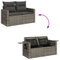 Preview: 5-tlg. Garten-Sofagarnitur mit Kissen Grau Poly Rattan
