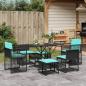 Preview: ARDEBO.de - 7-teiliges Garten-Essset mit Kissen Schwarz Polyrattan