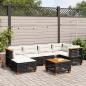 Preview: ARDEBO.de - 7-tlg. Garten-Sofagarnitur mit Kissen Schwarz Poly Rattan