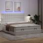 Preview: Ottoman-Bett mit Matratzen & LEDs Reinweiß 160x200cm Kunstleder