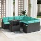 Preview: ARDEBO.de - Garten-Sofa-Set 9 stk. Schwarz Poly Rattan