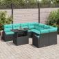 Preview: Garten-Sofa-Set 9 stk. Schwarz Poly Rattan