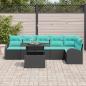 Preview: Gartensofa-set 7 Stk. Schwarz Poly Rattan