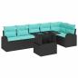 Preview: Gartensofa-set 7 Stk. Schwarz Poly Rattan