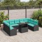 Preview: Gartensofa-set 10 Stk. Schwarz Poly Rattan