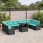 Preview: Gartensofa-set 11 Stk. Schwarz Poly Rattan