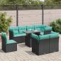 Preview: ARDEBO.de - 9-tlg. Garten-Sofagarnitur mit Kissen Schwarz Poly Rattan