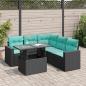 Preview: ARDEBO.de - 6-tlg. Garten-Sofagarnitur mit Kissen Schwarz Poly Rattan