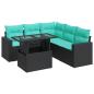 Preview: 6-tlg. Garten-Sofagarnitur mit Kissen Schwarz Poly Rattan
