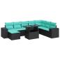 Preview: 9-tlg. Garten-Sofagarnitur mit Kissen Schwarz Poly Rattan