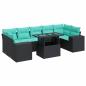 Preview: 8-tlg. Garten-Sofagarnitur mit Kissen Schwarz Poly Rattan