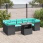 Preview: ARDEBO.de - 8-teiliges Gartensofa-Set mit Kissen, schwarzes Polyrattan