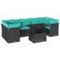 Preview: 8-teiliges Gartensofa-Set mit Kissen, schwarzes Polyrattan