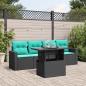 Preview: ARDEBO.de - 5-teiliges Gartensofa-Set mit Kissen, schwarzes Polyrattan