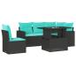 Preview: 6-teiliges Gartensofa-Set mit Kissen, schwarzes Polyrattan