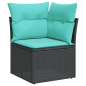Preview: 7-teiliges Gartensofa-Set mit Kissen, schwarzes Polyrattan