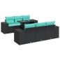 Preview: 7-tlg. Garten-Sofagarnitur mit Kissen Schwarz Poly Rattan