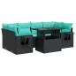 Preview: 7-tlg. Garten-Sofagarnitur mit Kissen Schwarz Poly Rattan Akazie