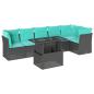 Preview: 7-teiliges Gartensofa-Set mit Kissen, schwarzes Polyrattan