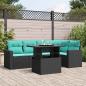 Preview: ARDEBO.de - 6-teiliges Gartensofa-Set mit Kissen, schwarzes Polyrattan