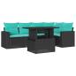 Preview: 6-teiliges Gartensofa-Set mit Kissen, schwarzes Polyrattan
