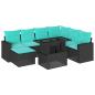Preview: 8-teiliges Gartensofa-Set mit Kissen, schwarzes Polyrattan