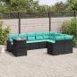 Preview: ARDEBO.de - 10-teiliges Gartensofa-Set mit Kissen, schwarzes Polyrattan