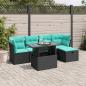 Preview: ARDEBO.de - 6-teiliges Gartensofa-Set mit Kissen, schwarzes Polyrattan