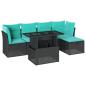 Preview: 6-teiliges Gartensofa-Set mit Kissen, schwarzes Polyrattan