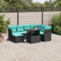 Preview: ARDEBO.de - 8-teiliges Gartensofa-Set mit Kissen, schwarzes Polyrattan