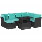 Preview: 8-teiliges Gartensofa-Set mit Kissen, schwarzes Polyrattan
